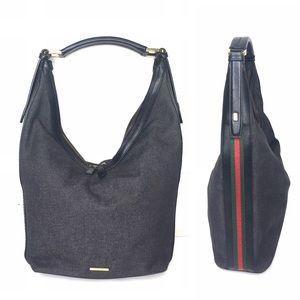 Authentic Gucci black hobo bag with ribbon accents